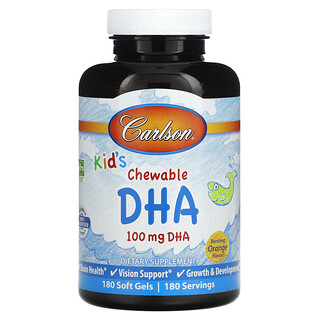 Carlson Kids DHA לעיסה בטעם תפוז- 180 כמוסות