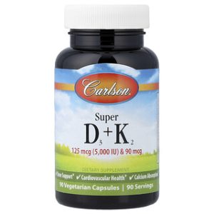 Carlson Super D3+K2 90 כמוסות - ויטמין D3 ו-K2