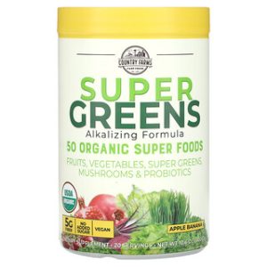 Country Farms Super Greens - תערובת ירוקים בטעם תפוח בננה