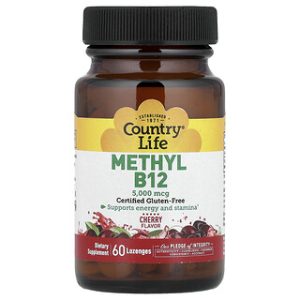 Country Life Methyl B12 5000 מקג- מציצת בטעם דובדבן - 60 יח'