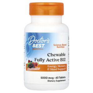 Doctors Best B12 לעיסה - 5000 מק"ג - טעם פירות יער - 60 טבליות