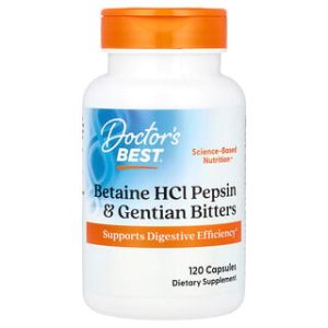 Doctors Best - Betaine HCl Pepsin לעיכול - 120 כמוסות
