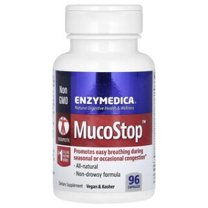 Enzymedica MucoStop - להקלה על גודש באף - 96 כמוסות