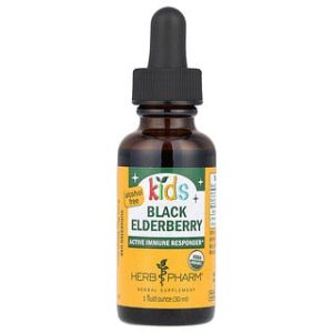 Herb Pharm Kids Black Elderberry - תוסף ללא אלכוהול