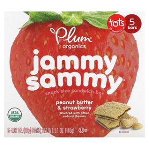Jammy Sammy Plum Organics - חטיף סנדוויץ' בוטנים ותות