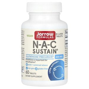 Jarrow Formulas NAC Sustain 600mg - תוסף תזונה טבעוני