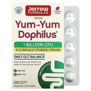 Jarrow Yum-Yum Dophilus פטל - 120 טבליות לעיסות פרוביוטיקה