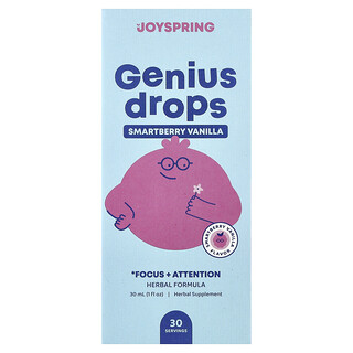 JoySpring Genius Drops, תוסף תזונה למיקוד וריכוז - וניל