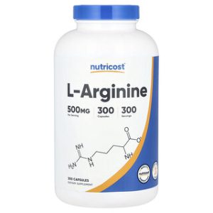 L-Arginine Nutricost 500 מ"ג - 300 כמוסות - תוסף תזונה