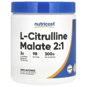 L-Citrulline Malate 2,1 Nutricost - תוסף כוח ללא טעם 300 גרם