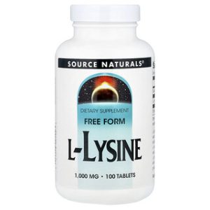 L-Lysine 1000mg - סורס נטורלס - 100 טבליות - חיזוק