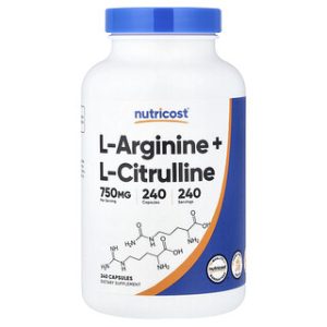 L-ארגינין + L-ציטרולין Nutricost - 240 כמוסות