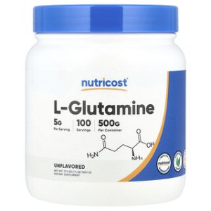 L-גלוטמין Nutricost - 500 גרם - ללא טעם - תוסף תזונה
