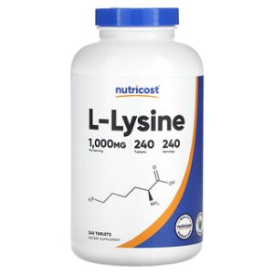 L-ליזין Nutricost 1000 מ"ג - 240 טבליות - תוסף תזונה