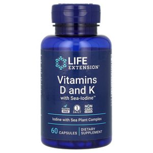 Life Extension ויטמין D ו-K עם יוד 60 כמוסות - בריאות