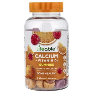 Lifeable - גומי לעיסה סידן + ויטמין D3 פירות 60 יחידות