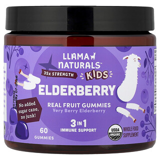 Llama Naturals Kids Elderberry - גומיות פרי יער - 60 יחידות