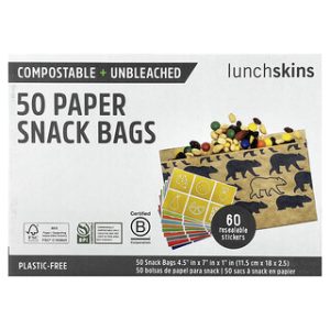 Lunchskins - שקיות נייר לאוכל עם דובים - 50 יחידות