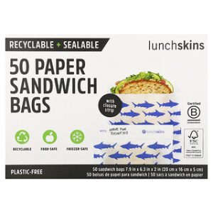 Lunchskins שקיות נייר לסנדוויץ' כריש - 50 יחידות