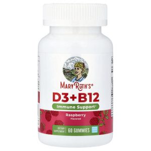 MaryRuths D3 + B12 גומי לעיסה - פטל - 60 יחידות