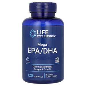 Mega EPA,DHA Life Extension - אומגה 3 120 כמוסות - 1000 מ"ג
