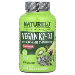 NATURELO - ויטמין K2 + D3 טבעוני - 60 כמוסות צמחוניות