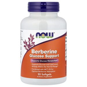 NOW Berberine 90 Softgels - תמיכה בגלוקוז ובריאות
