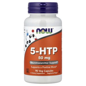 NOW Foods 5-HTP 50 מ"ג - 90 כמוסות צמחוניות - תמיכה במצב רוח