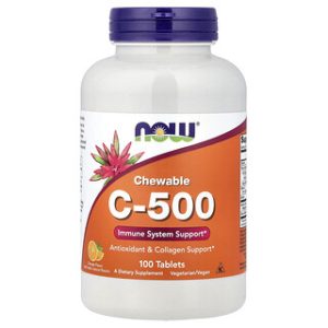 NOW Foods C-500 ויטמין C בטעם תפוז - 100 טבליות