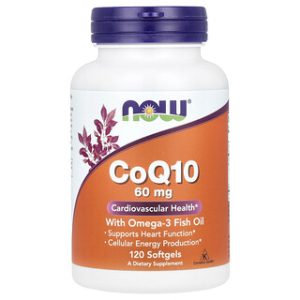 NOW Foods CoQ10 עם אומגה 3- 120 כמוסות - בריאות הלב