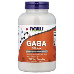 NOW Foods GABA עם B6 - 200 כמוסות צמחוניות - לשיפור מצב הרוח
