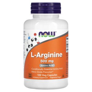 NOW Foods L-Arginine 500 מ"ג 100 כמוסות - תוסף תזונה