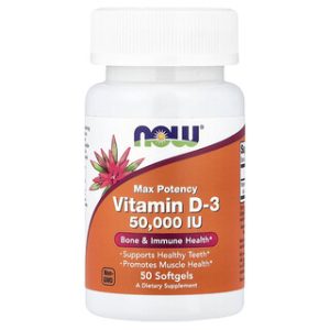 NOW Foods Vitamin D-3 50,000 IU - תוסף ויטמין D חזק