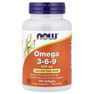 NOW Foods אומגה 3-6-9 - 100 כמוסות רכות , בריאות הלב