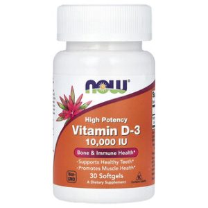 NOW Foods ויטמין D3 10,000 IU - 30 כמוסות רכות