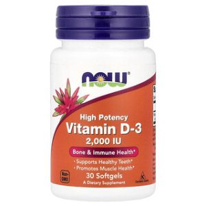 NOW Foods ויטמין D3 2000 יחב"ל - 30 כמוסות רכות