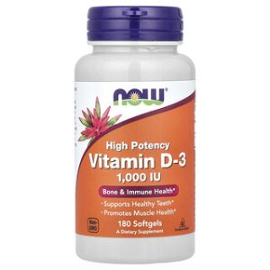 NOW Foods ויטמין D3 עוצמתי 1000 יחב"ל - 180 כמוסות