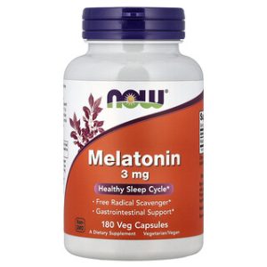NOW Foods מלatonin 3 מ"ג - 180 כמוסות צמחוניות