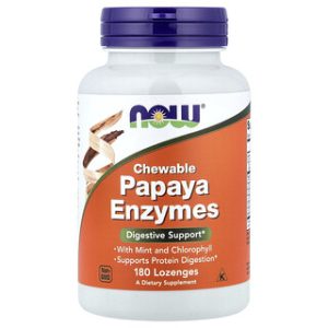 NOW Papaya Enzymes לעיסה - 180 טבליות לעיכול בריא