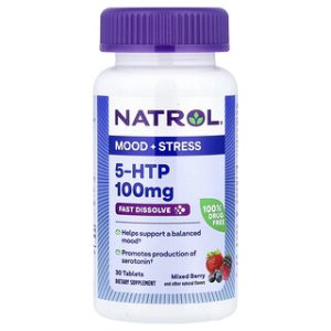 Natrol 5-HTP 100 מ"ג - טבליות מציצה בטעם פירות יער