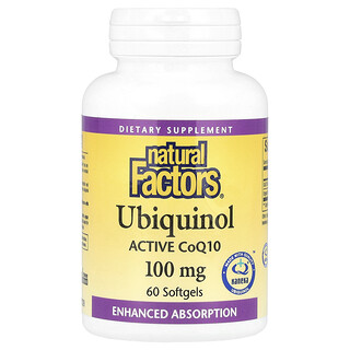 Natural Factors CoQ10 100 מ"ג - יובקינול - 60 כמוסות רכות