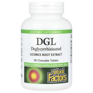 Natural Factors DGL - תוסף שורש ליקוריץ 90 טבליות