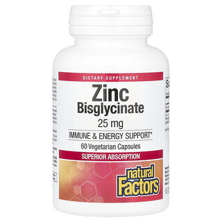 Natural Factors Zinc Bisglycinate 25 מ"ג - 60 כמוסות