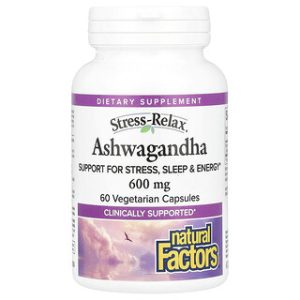 Natural Factors אשווגנדה 600 מ"ג - 60 כמוסות צמחוניות