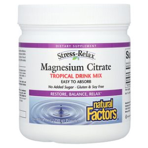 Natural Factors - מגנזיום ציטראט - משקה טרופי 250 גרם