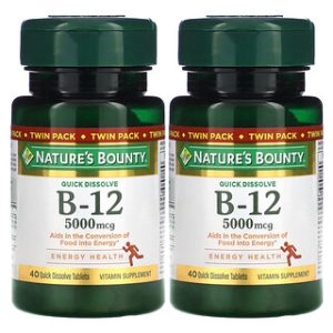 Natures Bounty B-12 5000 מק"ג - מארז כפול - טבליות מציצה