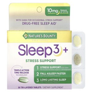 Natures Bounty Sleep 3+ - כדורי שינה ותמיכה במתח