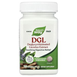 Natures Way DGL ליקוריץ - 100 טבליות לעיסה