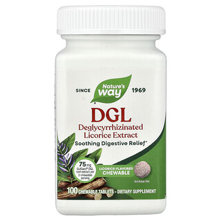 Natures Way DGL ליקוריץ - 100 טבליות לעיסה