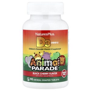 NaturesPlus Animal Parade D3 דובדבן שחור - 90 טבליות